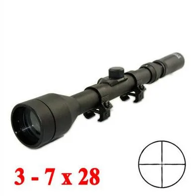 

Hunting Optics 3-7x28 Riflescope Telescopic Sniper Scope Sight Rifle Gun Weapon Scopes With Mounts Crosshair For Outdoor Airsoft