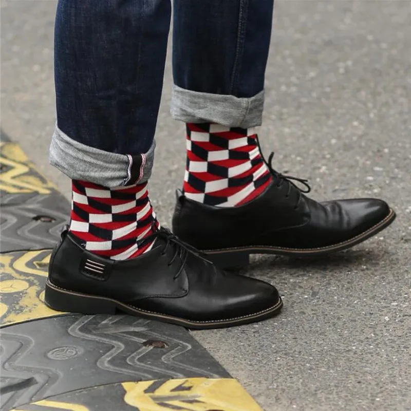 Extra Large size big foot men cotton crew sock square box color