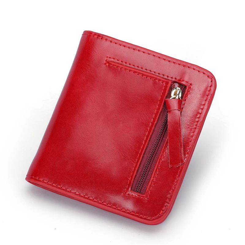

Cow Leather Wallet Women Small Female Wallet Genuine Leather Women Purse Credit Card Holder Slim Coin Purse Zipper Pocket Bag