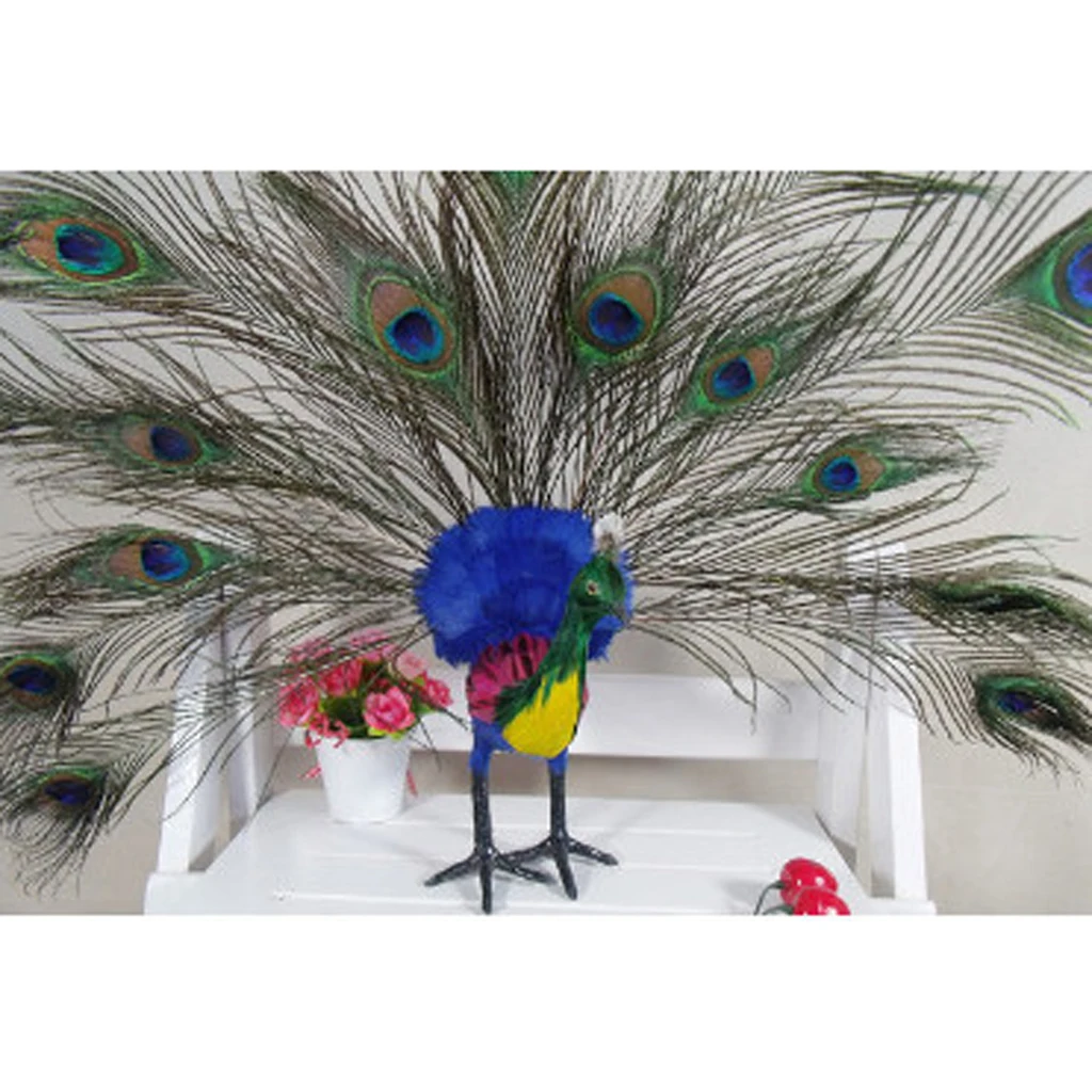 Черная сорока, дятел, Шрайк, дроссель, Павлин птица статуя Реалистичная Статуэтка орнамент садовая скульптура - Цвет: 10 Peacock