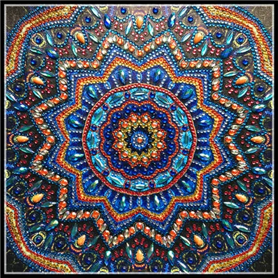 Бургундия Special Shape Diamond Painting Mandala Flower Modern Pattern DIY 5D Part Drill Cross Stitch Kit Crystal Art - Цвет: Бургундия