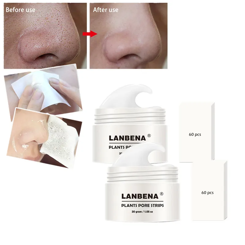 LANBENA for acne removal nose mask pore strip black mask exfoliation