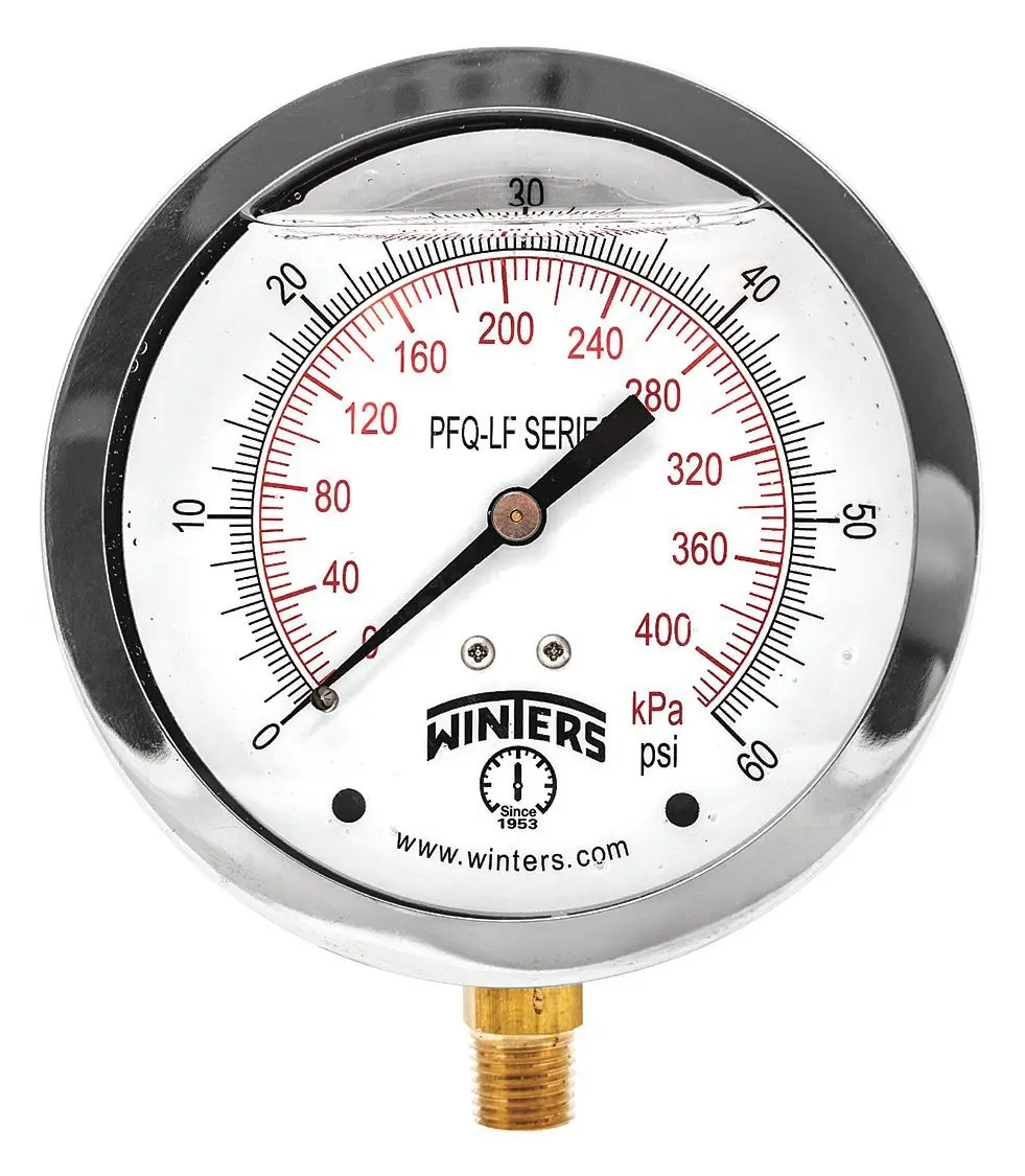 Gauge, Pressure, 4in., 0 to 60 psipressure gauge liquidpressure gauge