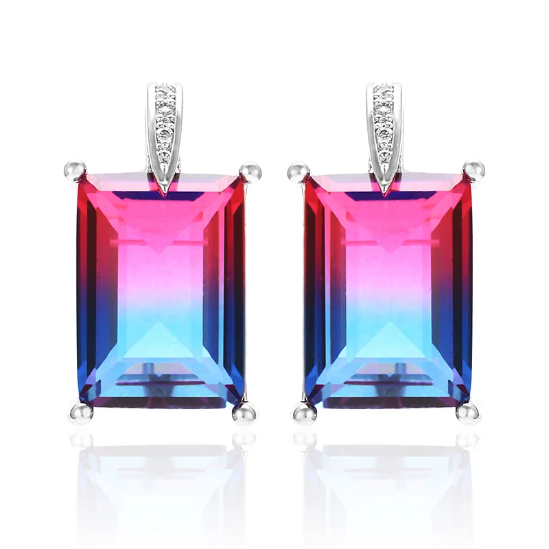XIUMEIYIZU многоцветные турмалиновые классические модные квадратные серьги-гвоздики для женщин вечерние ювелирные изделия