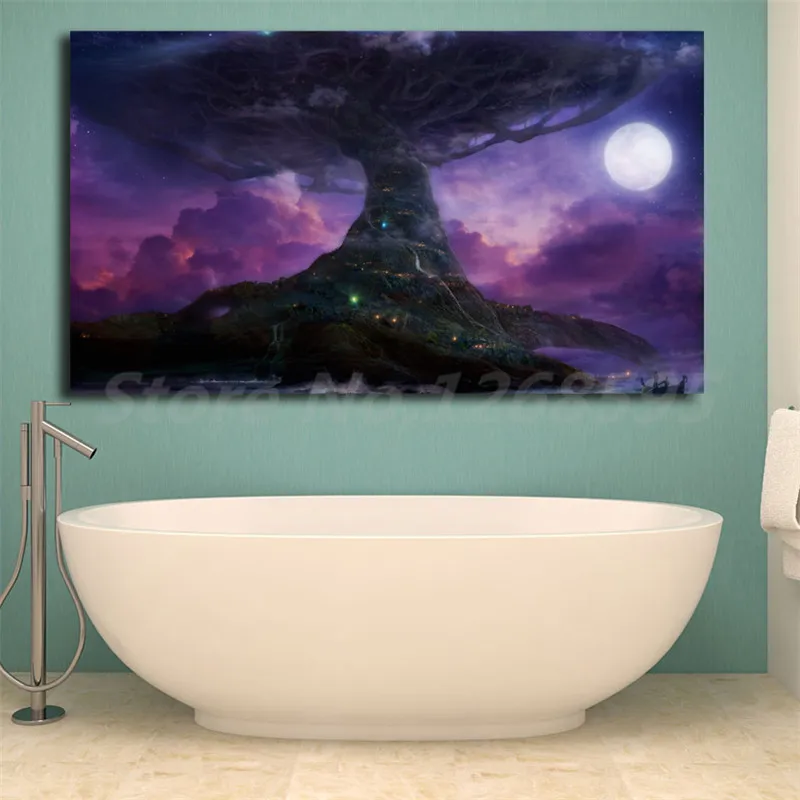 Teldrassl World Of Warcrafts дерево Луна фиолетовый дарнас обои Искусство Холст плакат живопись Настенная картина принт украшение дома