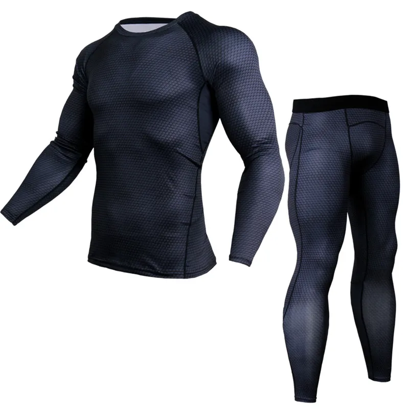 

New Mens Running Sport Compression t shirts Pants Suits Jogging Tracksuit Male Gym Fitness MMA Sportswear Set Tee shirt Leggings