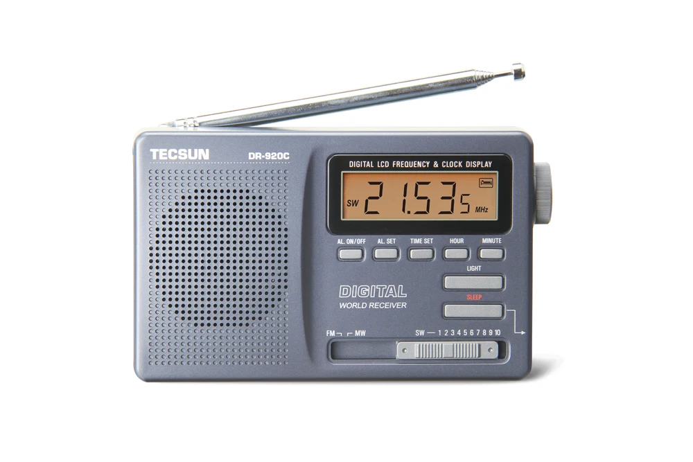 

Tecsun / Desheng DR-920c portable full-band digital display clock radios.