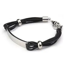 1X черный/темно-кофейный браслет из натуральной кожи 316L из нержавеющей стали для мужчин и женщин