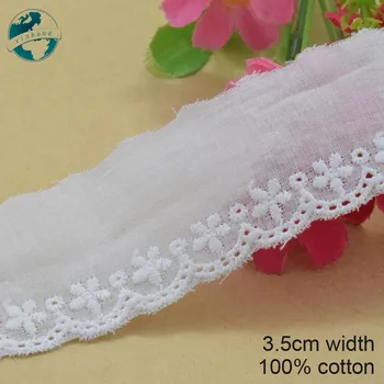 

5yards 3.5cm white lace 100% cotton embroid lace sewing ribbon fabric guipure diy trims knitting DIY Garment Accessories#3174