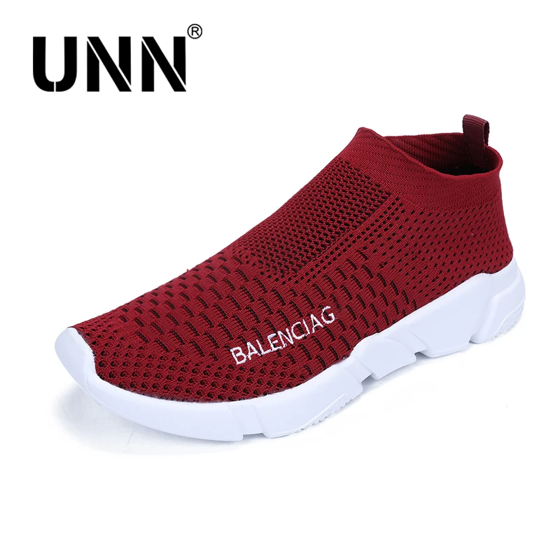 

UNN Fly Knitted Wide Sock Men Casual Shoes Autumn Fashion Slip-On Male Breathable Footwear Size39-46