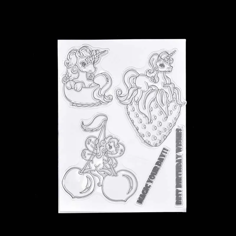 

unicorn and fruit Clear Stamps for DIY Scrapbooking Card Making Transparent Decor embossing card making tampon nouveau sellos