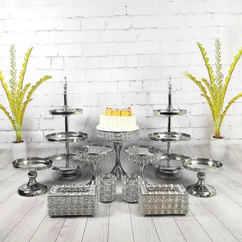 

9-11pcs/ set Silver Mirror cake stand Electroplating Metal cupcake stand