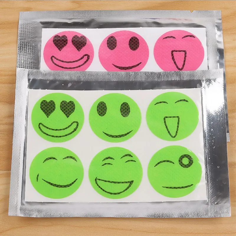 

300pcs 6pcs/bag Smiley Mosquito Repellent Stickers Patches Travel Hiking Camping Anti Mosquito Cartoon Sticker