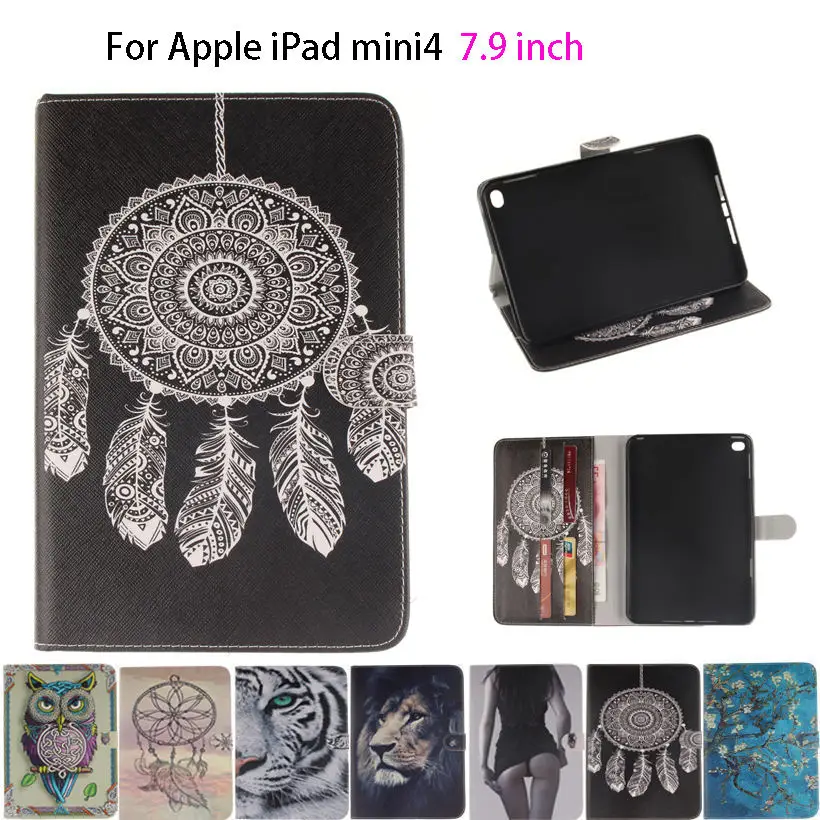 Чехол для iPad Mini 4 С Рисунком Тигра совы девочек чехол Apple Mini4 чехол-подставка