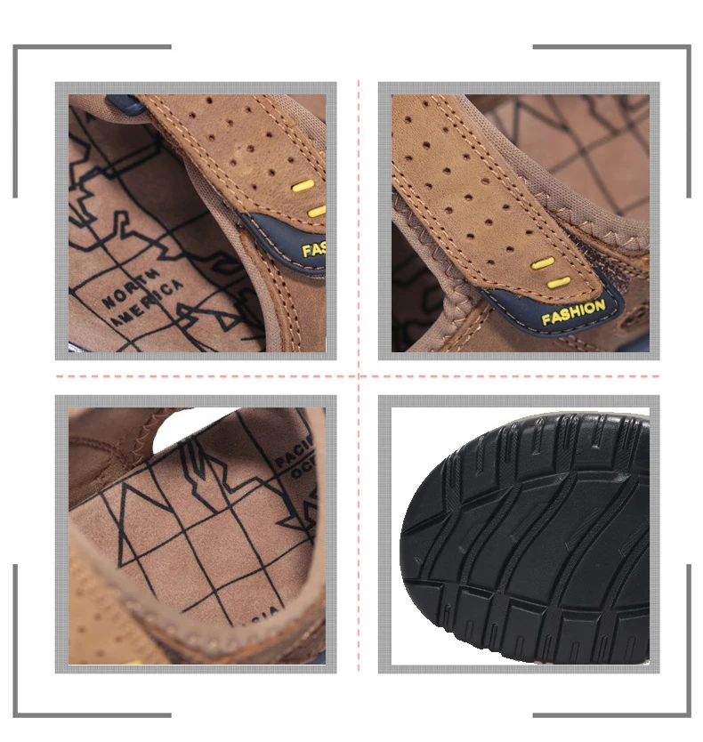 SURGUT Hot Sale New Fashion Summer Leisure Beach Men Shoes High Quality Leather Sandals The Big Yards Men's Sandals Size 38-48
