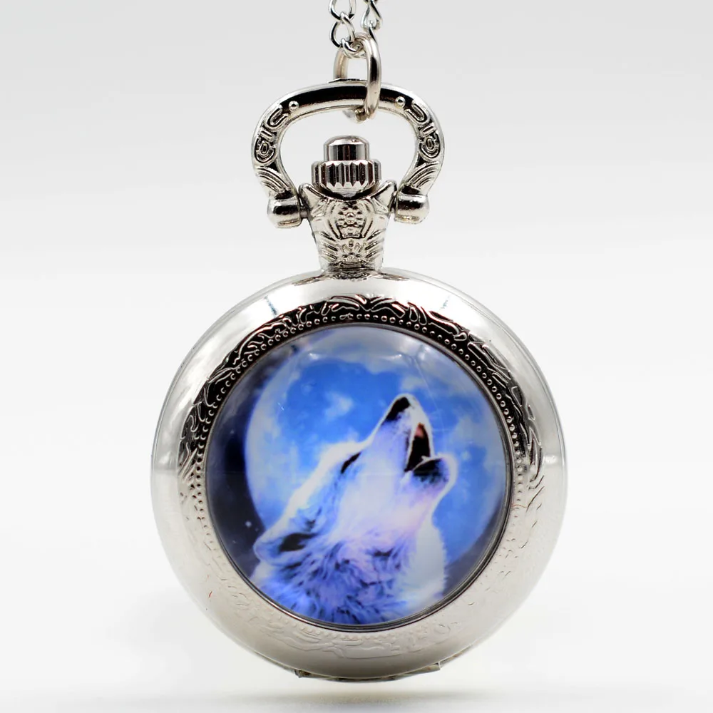 

New Fashion Wolf Howl Black/Bronze/Silver Quartz Pocket Watch Pendant Necklace Men Watch Women Watch Gift