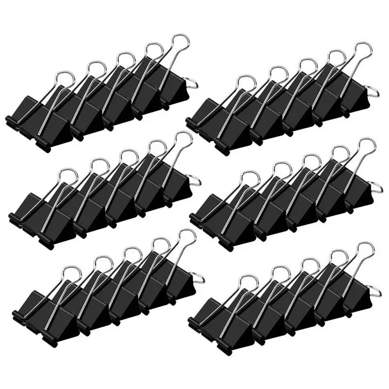 Черные зажимы для переплета, очень большие, 2 дюйма(30-Pack), скрепки для бумаги, зажимы для офиса/школы