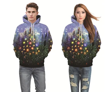 

Cartoon Christmas tree new digital print hoodie with long sleeves dw-244 sublimation hoodie women pullover