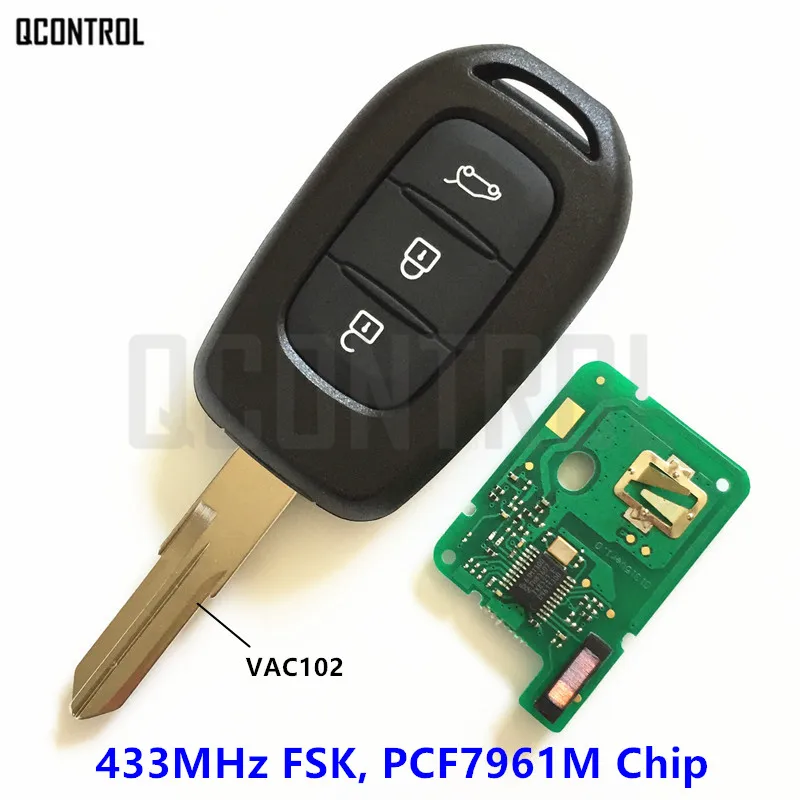 

QCONTROL Car Remote Key suit for Renault Sandero Dacia Logan Lodgy Dokker Duster 433MHz with Chip PCF7961M HITAG AES