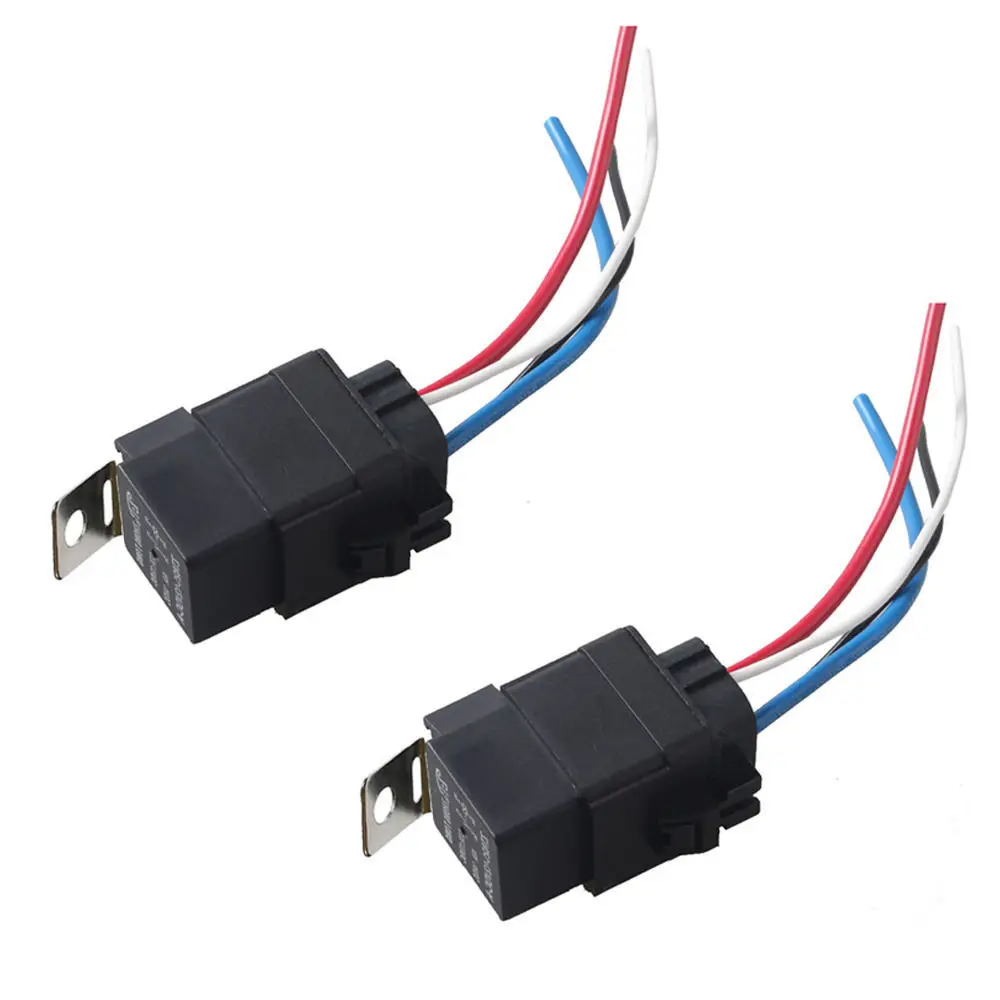 Ee Support 2pcs Car 12v 40a Spst Relay Socket Plug 4pin 4