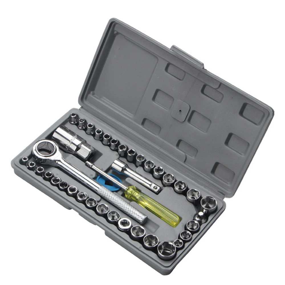 

40 pcs Sleeve Car Repair Tool Ratchet Set Torque Wrench Combination Drill Set Key Chromium Vanadium Steel