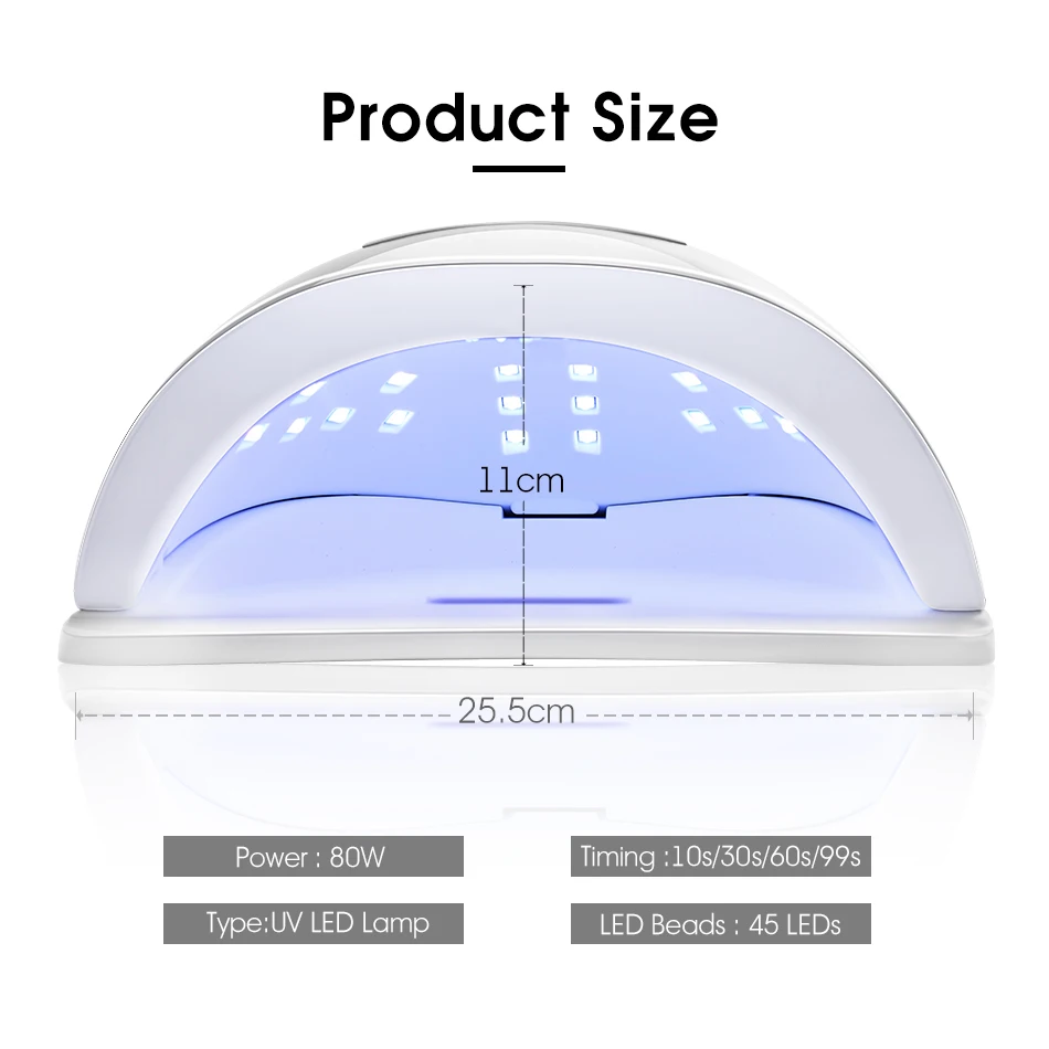 ROHWXY 80 Вт Сушилка для ногтей для сушки всех гель-лаков светодиодная УФ-лампа для ногтей с ЖК-дисплеем 45 шт. светодиодный s ледяная лампа для DIY маникюрных инструментов