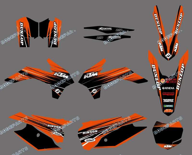 

0479 Black &Orange NEW STYLE TEAM GRAPHICS WITH MATCHING BACKGROUNDS FOR KTM SX XC 125-450F 2013-2014