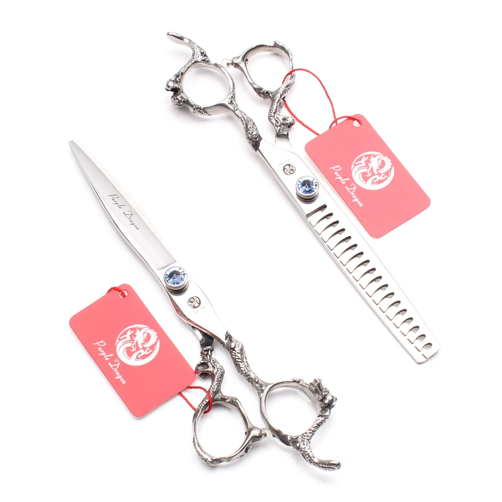 

7" Purple Dragon 440C Dog Grooming Scissors Straight Shears Thinning Shears Professional Pet Scissors Animal Scissors Set Z9006