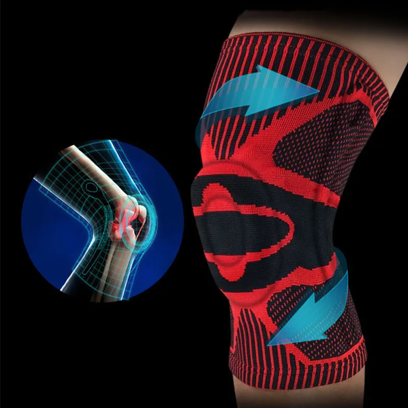 

Compression Patella Knee Protector Brace Silicone Support Spring Knee Pad Basketball Knitted Elastic Knee Sleeve Support Sports