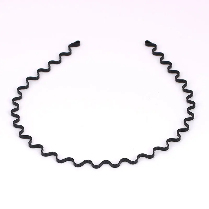 Мужской простой черный эластичный тонкий жесткий металлический обруч для волос повязка на голову держатель-застёжка гребень для волос с зубами корона тиара - Цвет: Wave