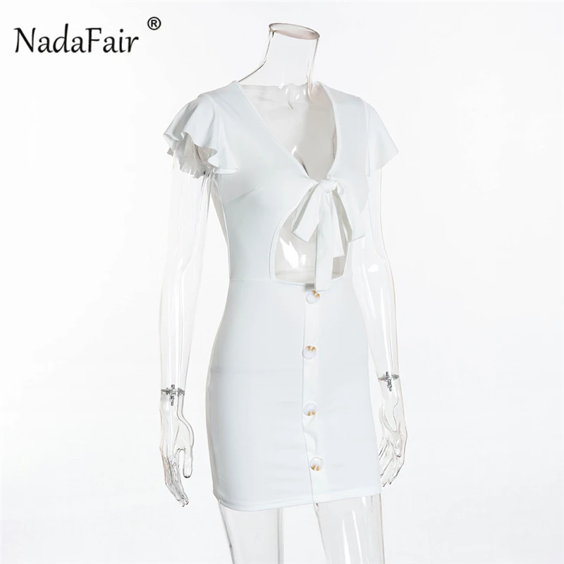 V neck hollow out lace up sexy dress19_