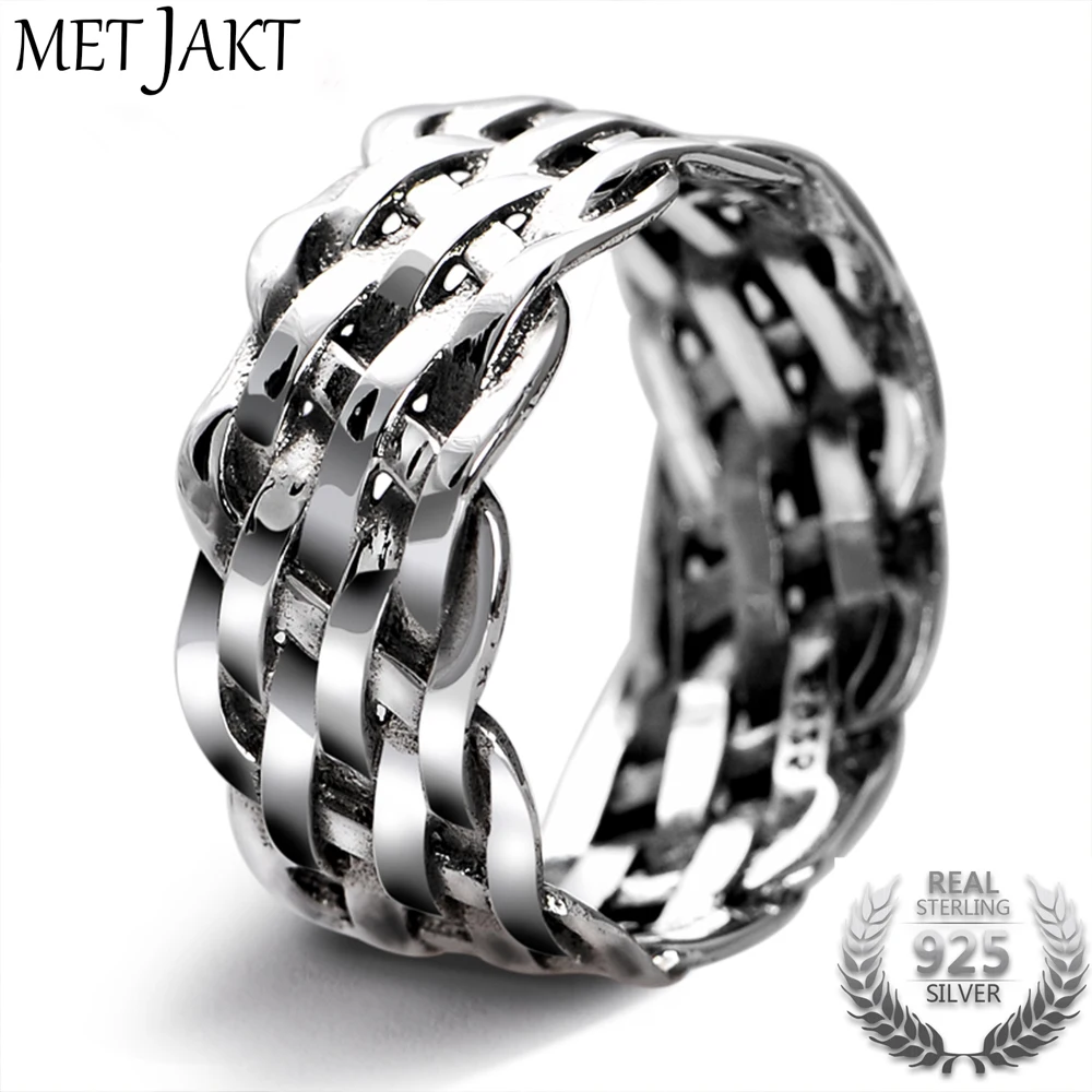 MetJakt Real 925 Sterling Silver Ring Hand-woven Hollow for Men and Women Vintage Thai Jewelry | Украшения и аксессуары