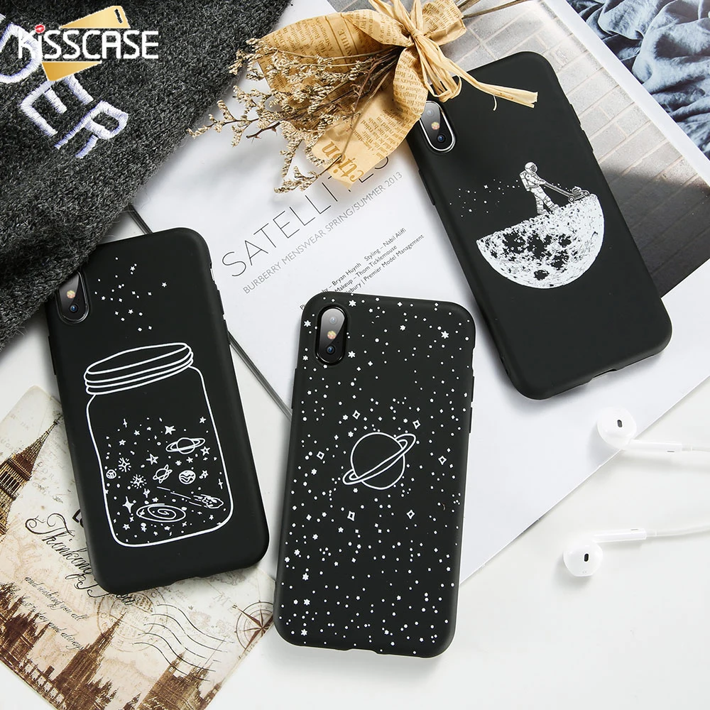 

KISSCASE 2019 Newest Moon Star Soft Phone Case For iPhone 6 7 8 X XR Space Cases For iPhone XS MAX 6 6S Plus 5 5S SE Back Cover