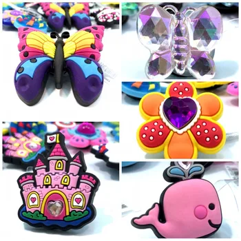 

Mixed Styles 10pcs High Quality Shoe Charms Crystal&Flower Shoes Accessories Shoe Buckles Croc Decorations JIBZ Children Gift