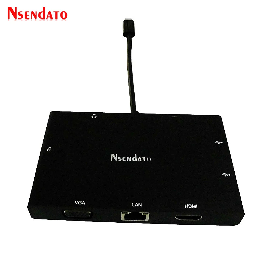 Адаптер Type C 8 в 1 USB3.0 HDMI VGA концентратор Gigabit Ethernet RJ45 3 5 мм аудио адаптер конвертер