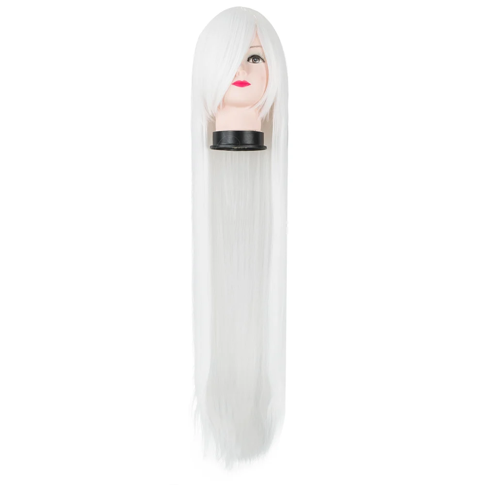 

Fei-Show White Wig 100CM/40 Inches Synthetic Heat Resistant Fiber Long HalloweeN Carnival Costume Cos-play Straight Salon Hair