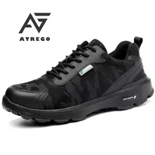 AtreGo обувь для мужчин Пешие прогулки стальной носок нос рабочая обувь сетка легкие кроссовки предотвращают пирсинг защитная сетка шнуровка