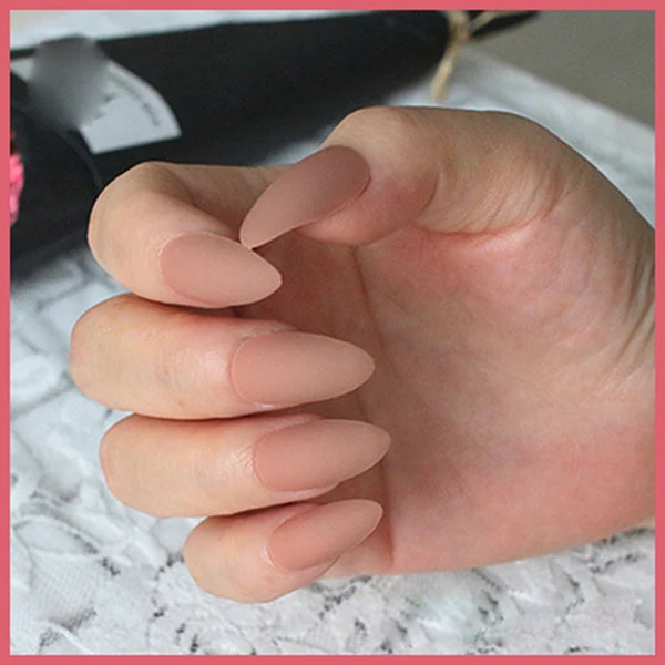 24pcs Set Full Cover Pure Almond Nails Matte Stiletto Fake Nail Art 24pcs Set Full Cover Pure Almond Nails Matte Stiletto Fake Nail Art Tips Color