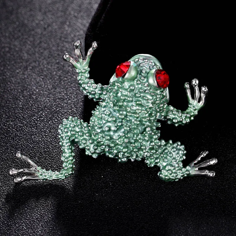 

Men's fashion Jewelry Green Enamel Frogs brooch pin Red Eye Hijab Pins and Scarfs Clip men's broches Nice Bags and hats bijoux