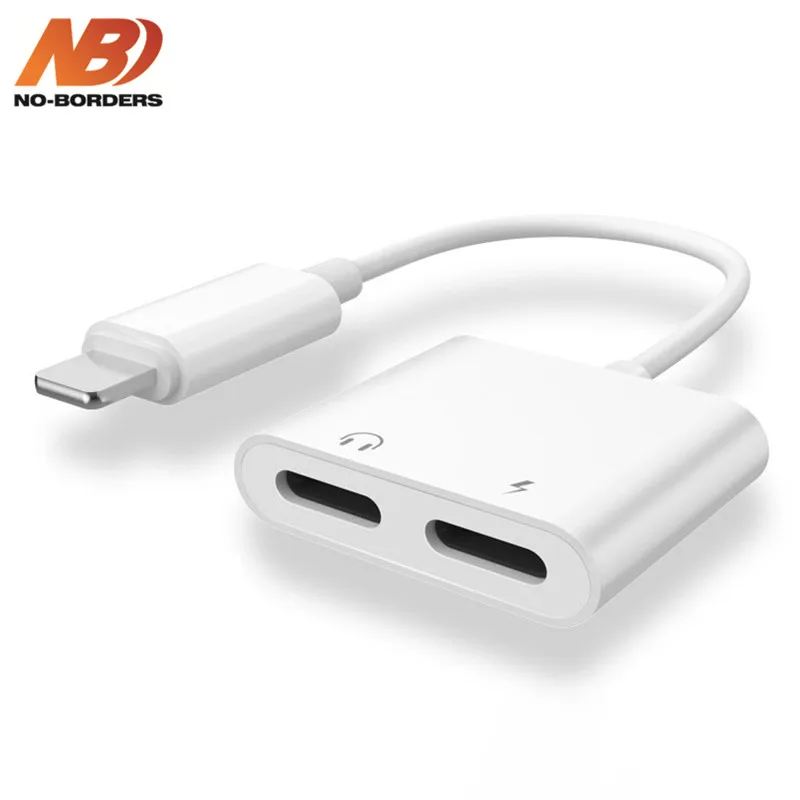 

NO-BORDERS Audio Adapter Charger Cable Charging Splitter Dual Headphone Aux cable for Lightning Converter For iPhone 8 X 10 XR