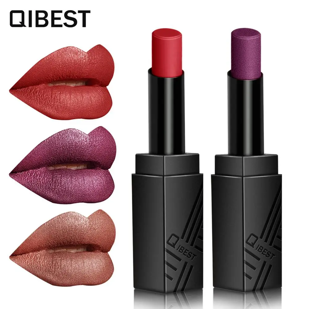 

QIBEST Brand Makeup Metallic Lipstick Metal Glitter Party Lipsticks Shimmer Shining Waterproof Pigment Lip Cosmetics New Arrival