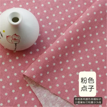 

3PCS Pink with White Dot Mixed Linen Fabric Printed Cloth Sewing Fabrics for Patchwork Needlework DIY Handmade Accessories