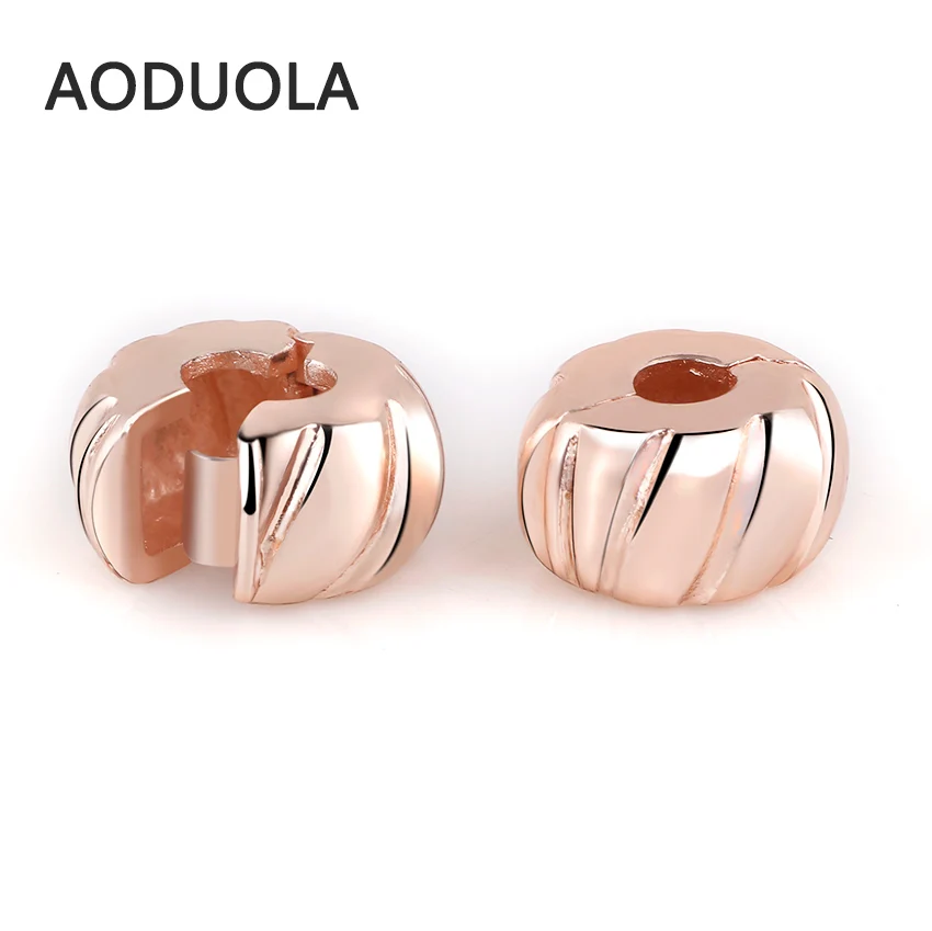 

Rose Gold Copper Stopper strip Pumpkin lovely Clip Lock European Bead Round DIY Charm Beads Fit For Charms Bracelet charm