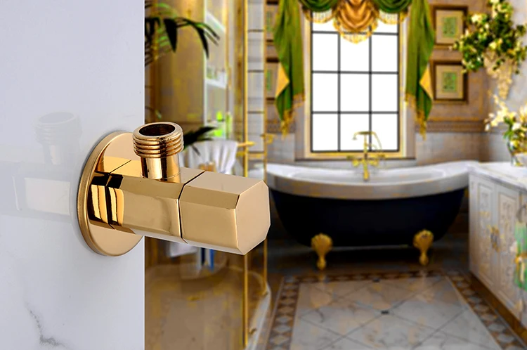 Твердый латунный золотой угловой клапан 1/2 "Male x 1/2" Male ванная комната биде клапан матовый черный наполнитель клапан аксессуары для ванной