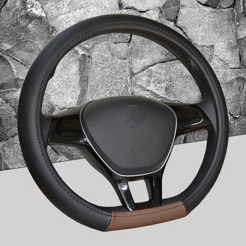 D ring shape car steering wheel covers leather solid auto steering