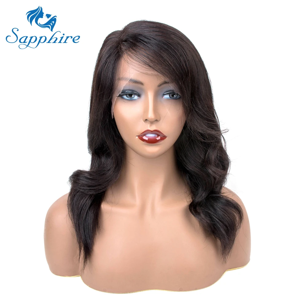 

Sapphire Natural Wavy Bob Wigs Lace Front Human Hair Wigs For Black Women Side Part Peruvian Remy Hair Wigs With Baby Hair