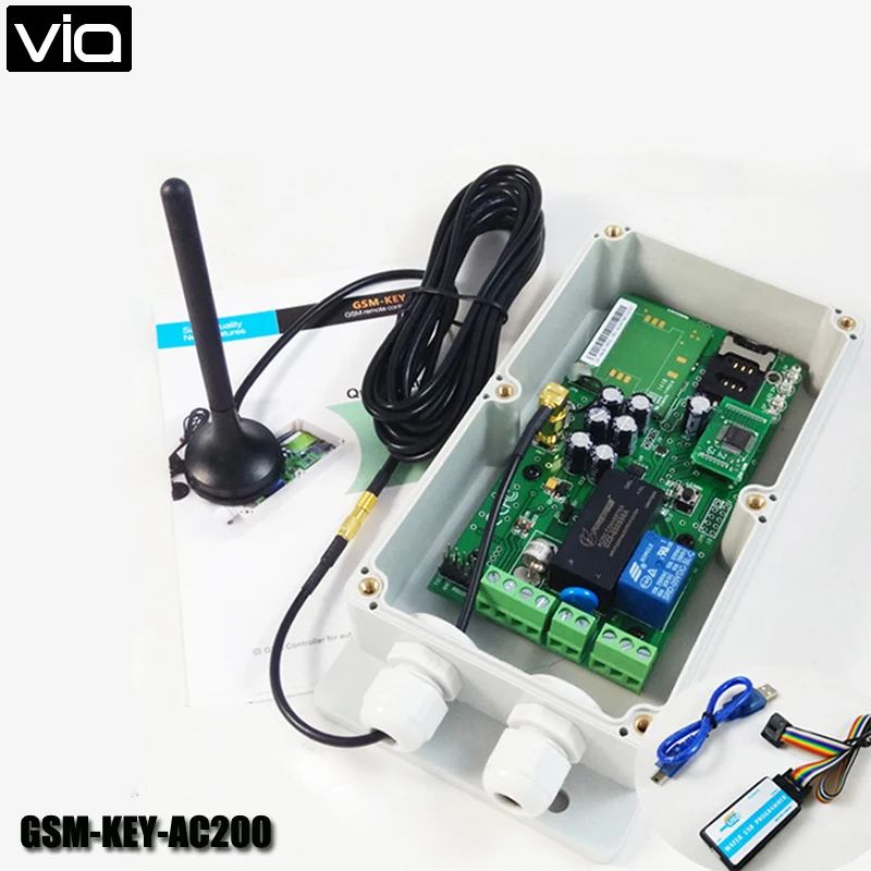 

VIA GSM-KEY-AC200 Direct Factory GSM Remote Control Garage Door Opener 200 Authorized Number