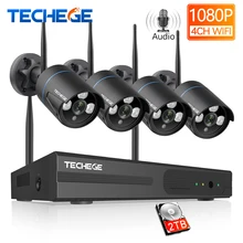 Techege беспроводной CCTV системы 1080 P Аудио запись 2MP 4CH NVR водостойкий Открытый камера видеонаблюдения с WiFi товары теле и видеонаблюдения комплект
