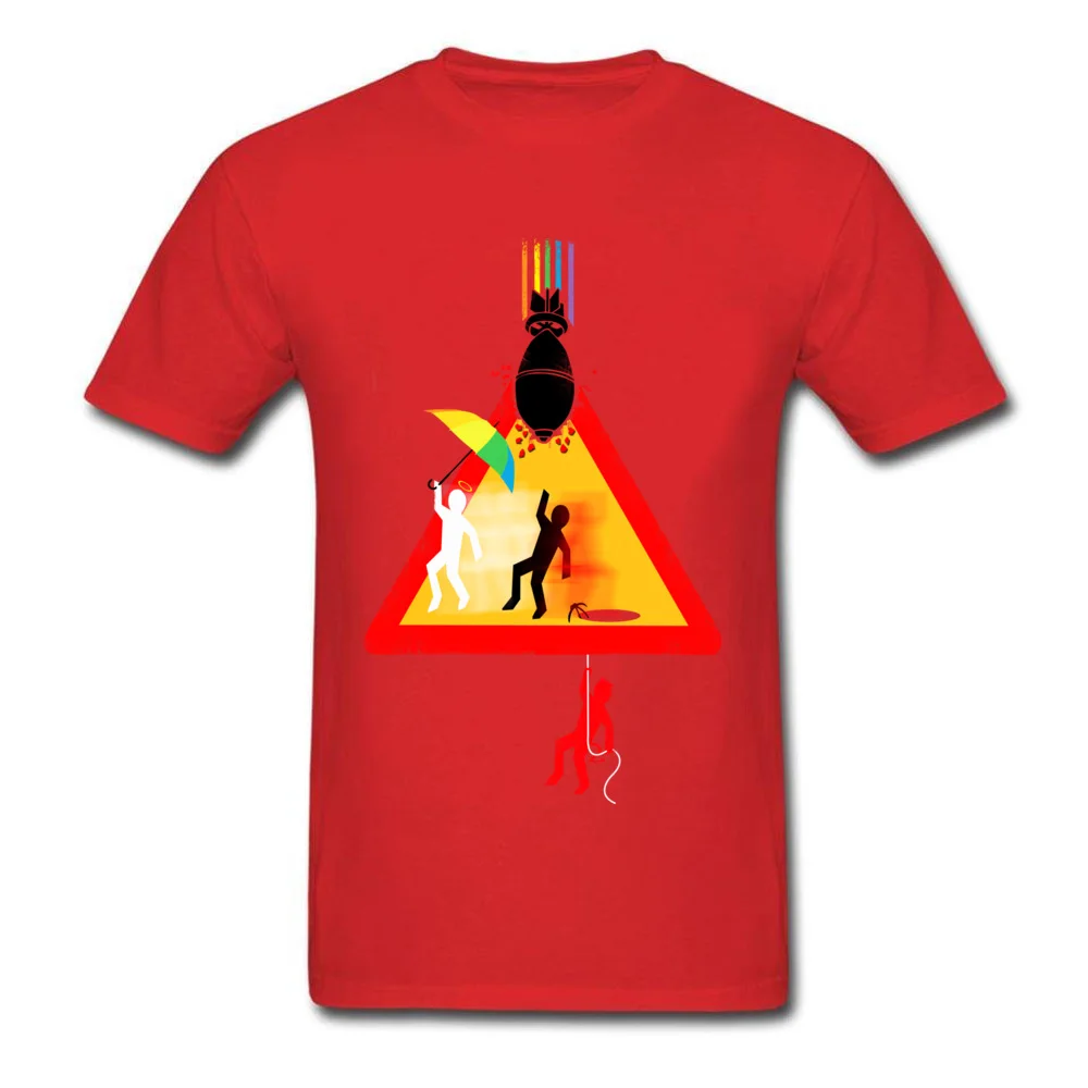 Casual Beware of Falling Object Normal Short Sleeve Autumn Tops & Tees Wholesale O Neck Pure Cotton T-Shirt Men Top T-shirts Beware of Falling Object red