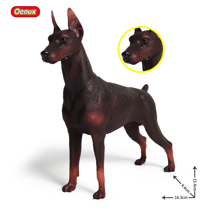 

Oenux Simulation Doberman Pinscher Animal Model Posture Standing Guard Dog Action Figures PVC Lifelike Static Model Toys Gift